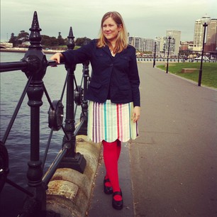 Squinting on a cloudy day in my new Meringue skirt!