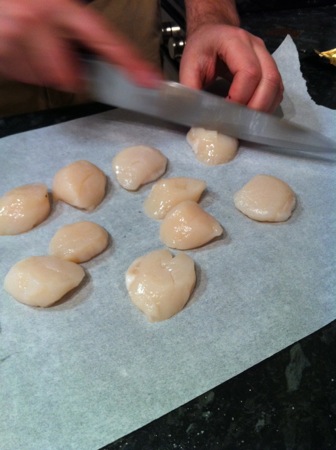 Scoring the scallops