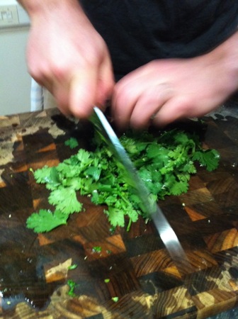 Chopping coriander