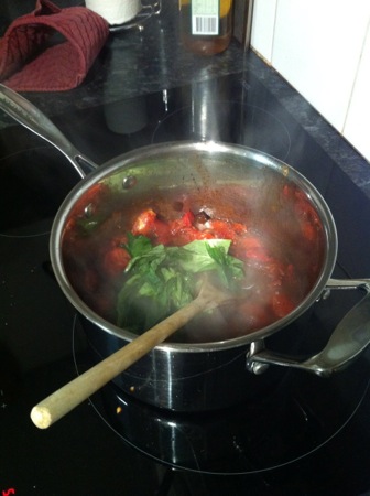 Adding basil